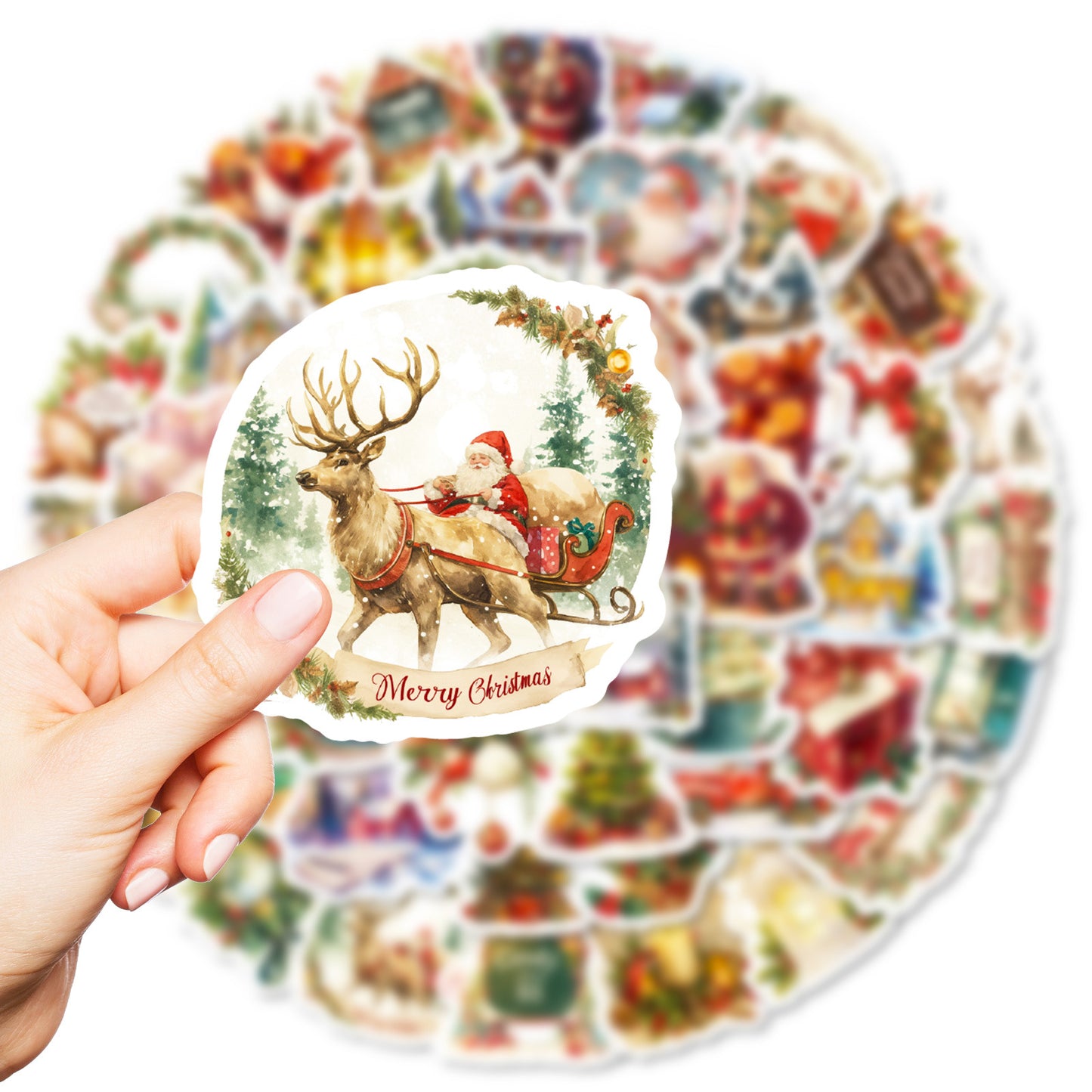 Warm Christmas Graffiti Stickers 50 Pcs - Nordic Style Cozy Holiday Decals