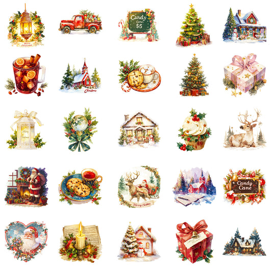 Warm Christmas Graffiti Stickers 50 Pcs - Nordic Style Cozy Holiday Decals