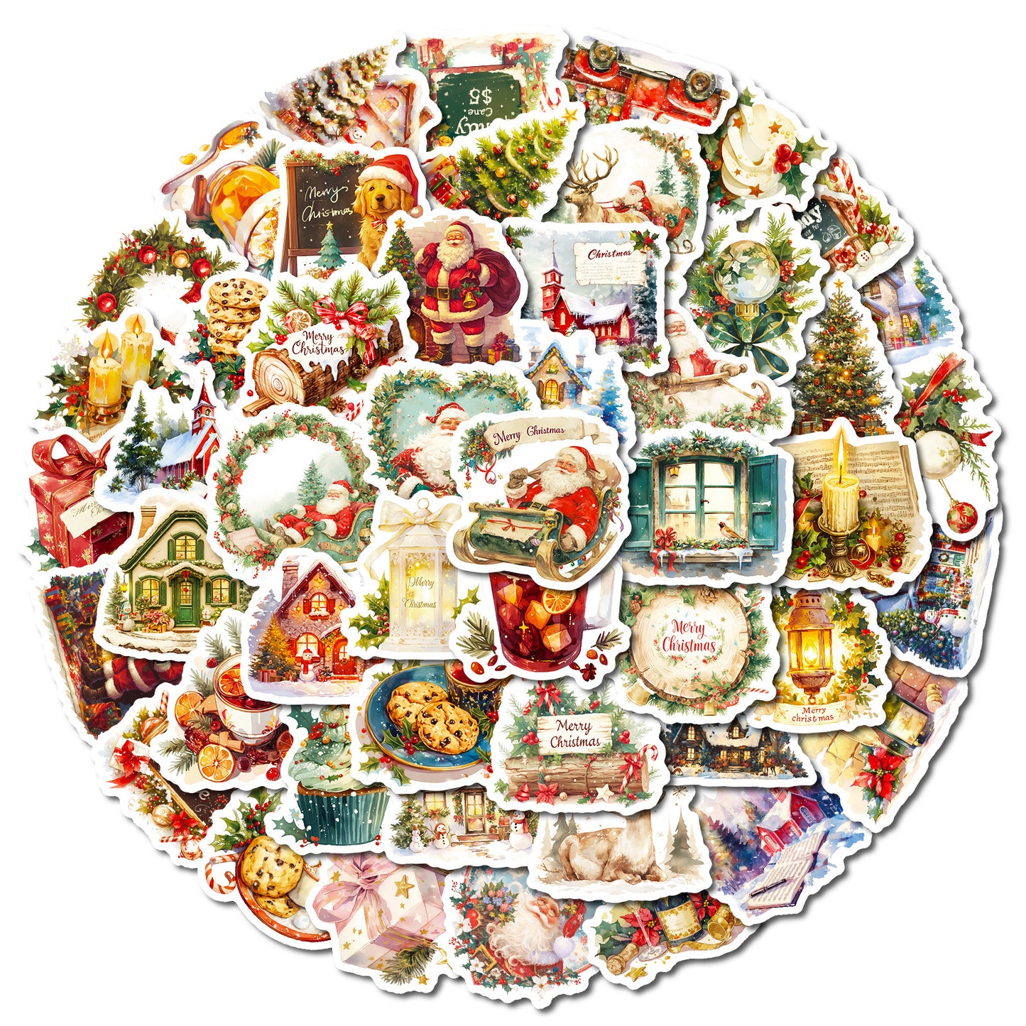 Warm Christmas Graffiti Stickers 50 Pcs - Nordic Style Cozy Holiday Decals