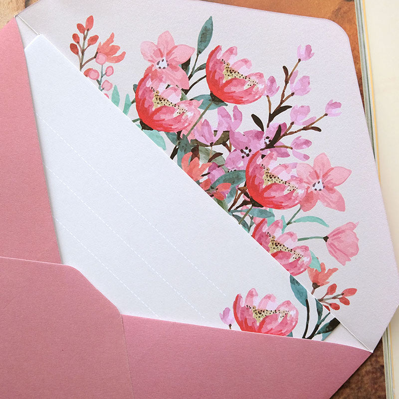 Kawaii Spring Blossoms Envelope & Stationery Set - Handwritten