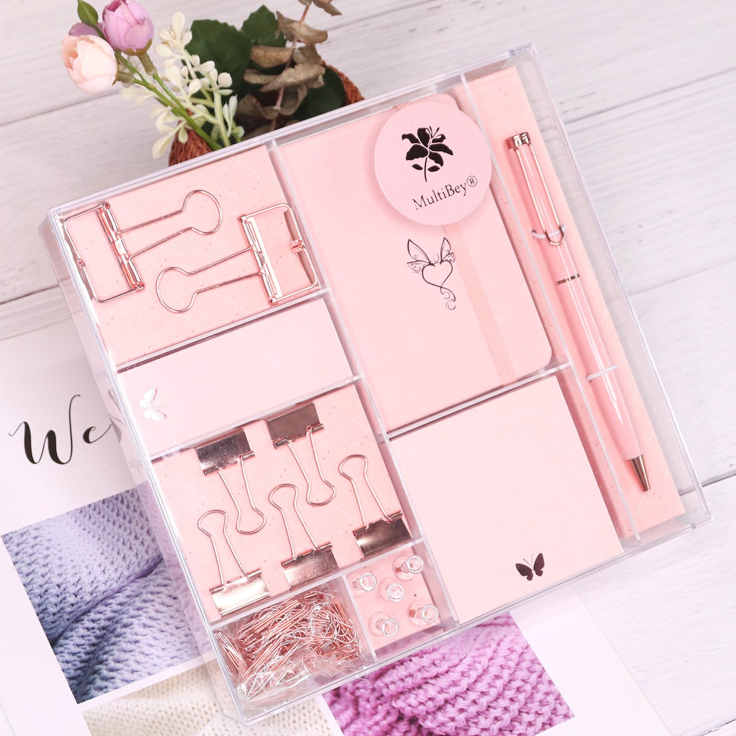 Elegant Rose Gold Stationery Gift Set - Student & Office