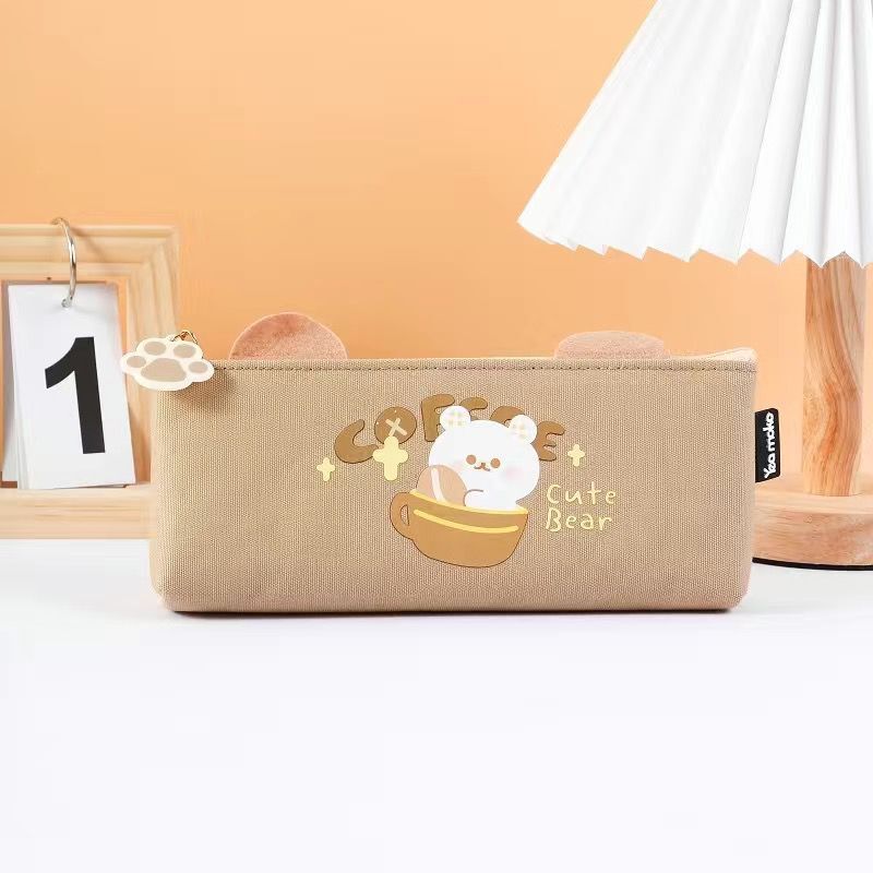 Kawaii Canvas Zipper Pencil Case - Student Storage Bag