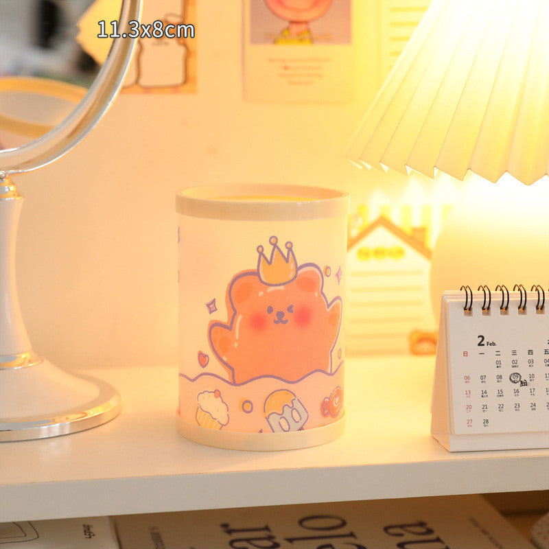 Cartoon Bear Plastic  Holder Kawaii Stationery Pen Holder Desktop Storage Box
