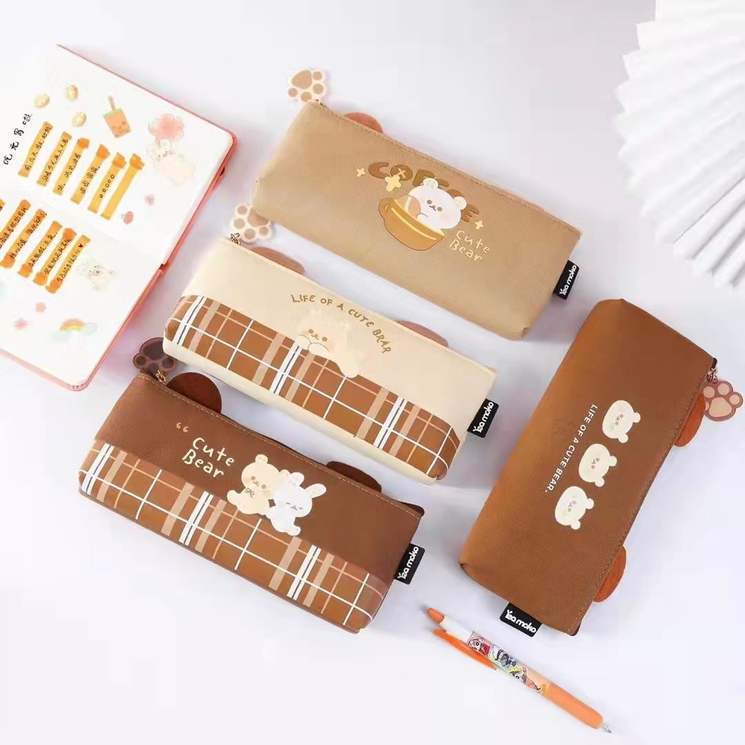 Kawaii Canvas Zipper Pencil Case - Student Storage Bag