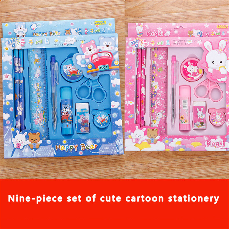 9 Piece Stationery Gift box sets- 2 designs and colours blue and pink