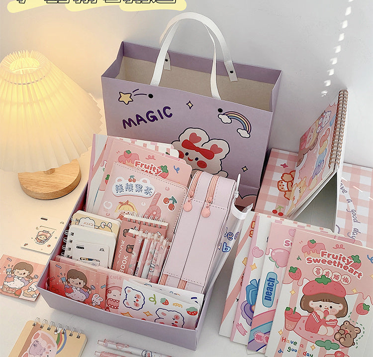 Kawaii Girl Students' Stationery Gift Set - Complete Supply Box