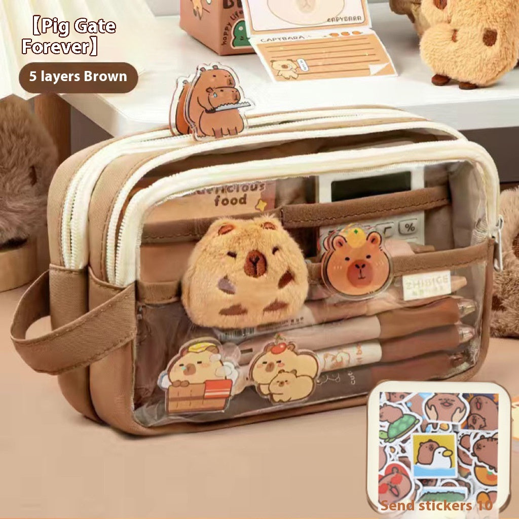 Kawaii Capybara Large Capacity Transparent Pencil Case