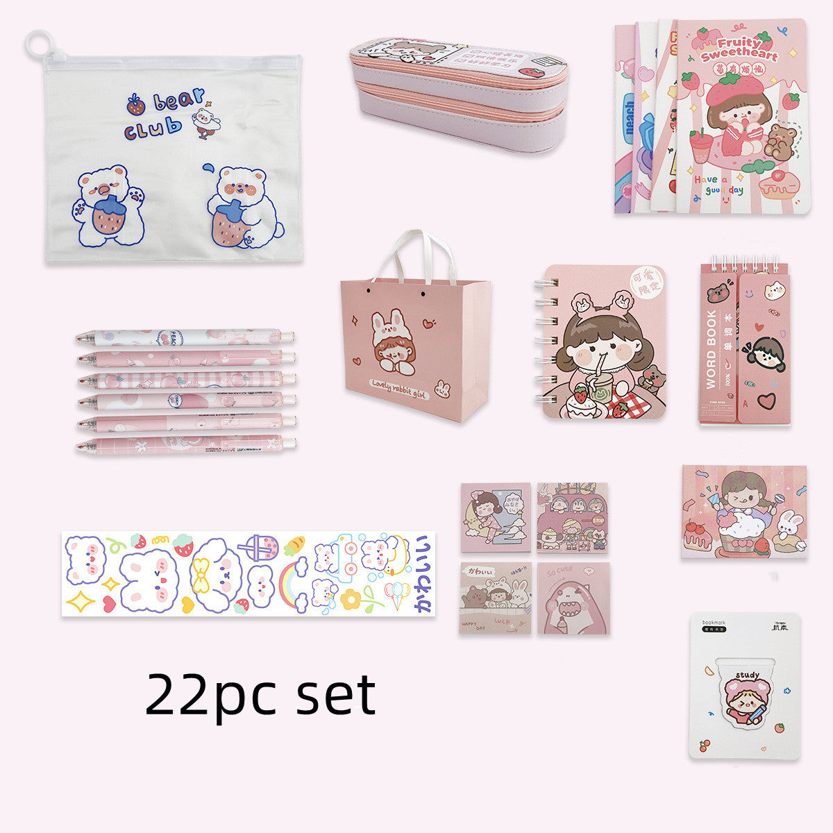 Kawaii Girl Students' Stationery Gift Set - Complete Supply Box