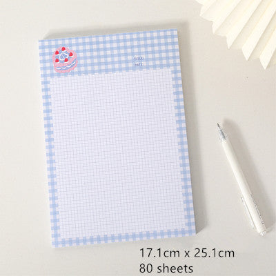 Kawaii Grid Memo Paper Note Pads - 80 Sheets Sticky Notes
