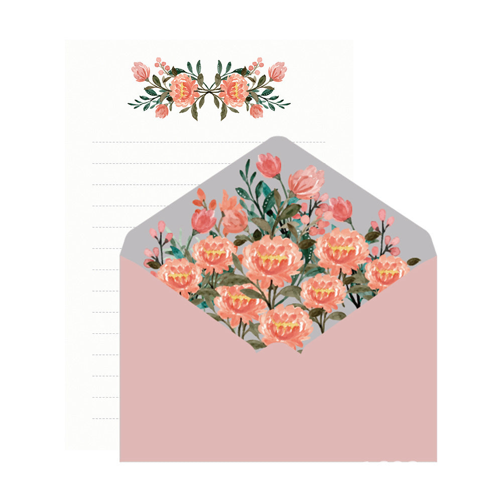 Kawaii Spring Blossoms Envelope & Stationery Set - Handwritten