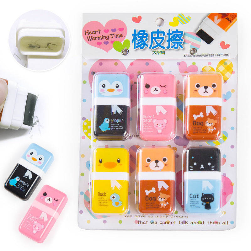 Kawaii Animal Roller Eraser Set
