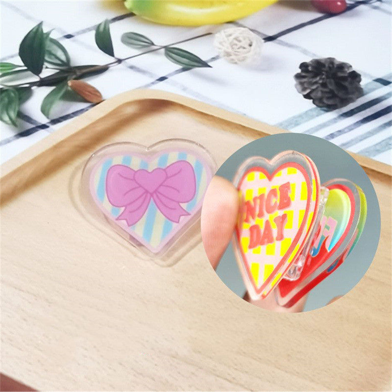 Kawaii Girl Heart Acrylic Clips - Cute Stationery Clips
