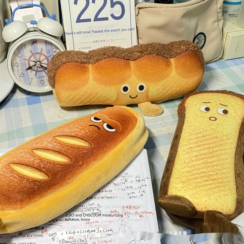 Kawaii Emotional Toast Bread Plush Pencil Case