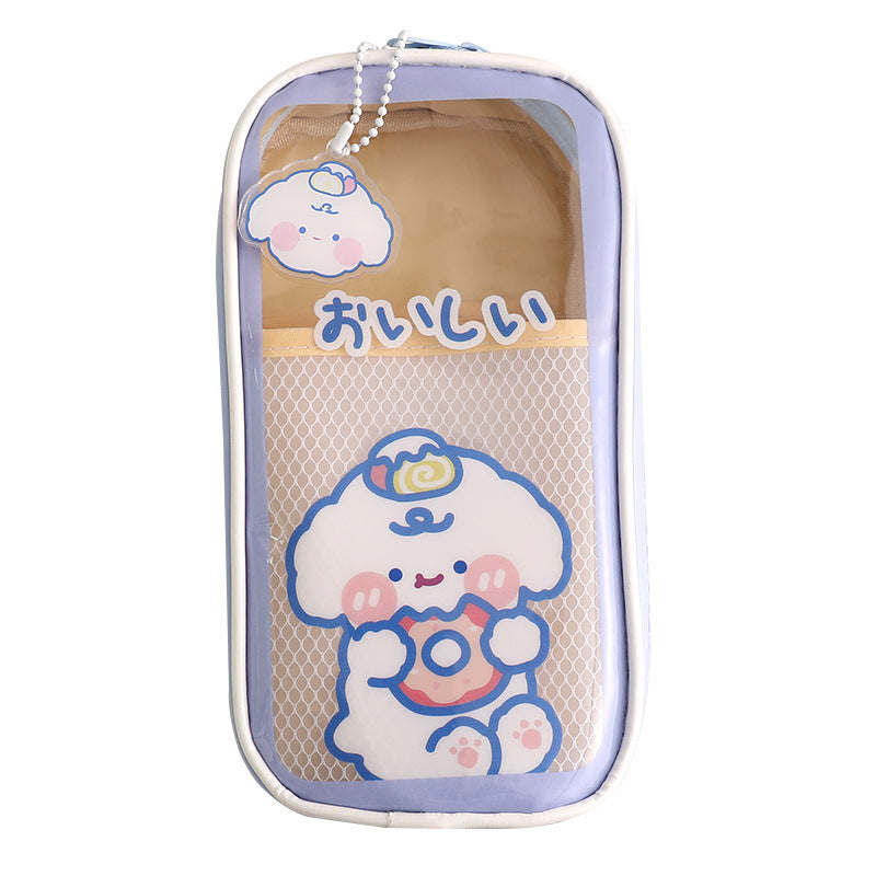 Kawaii Cartoon Transparent Pencil Case - Large Capacity