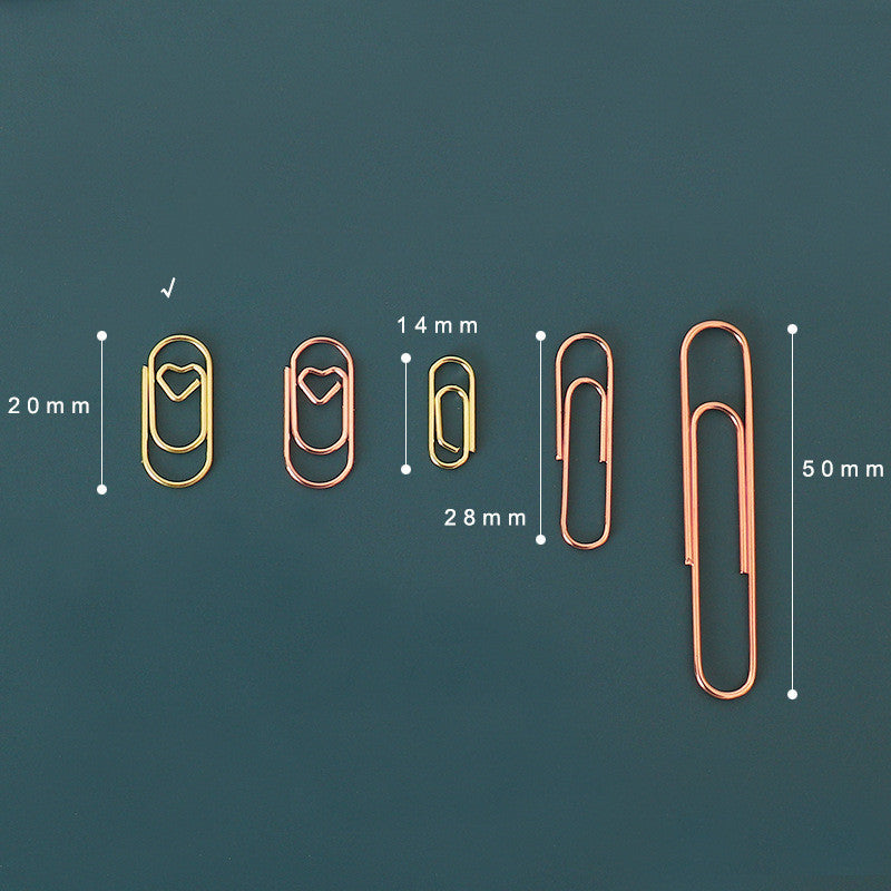 Kawaii Peach Heart Mini Paperclips - Cute Bookmark Set