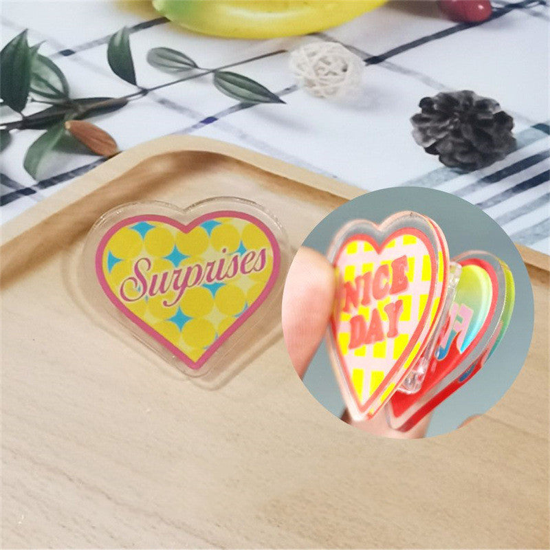 Kawaii Girl Heart Acrylic Clips - Cute Stationery Clips